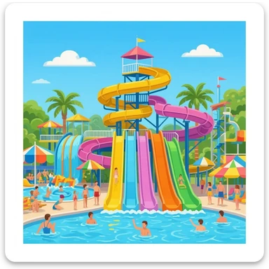 Water slide at the water park sticker
