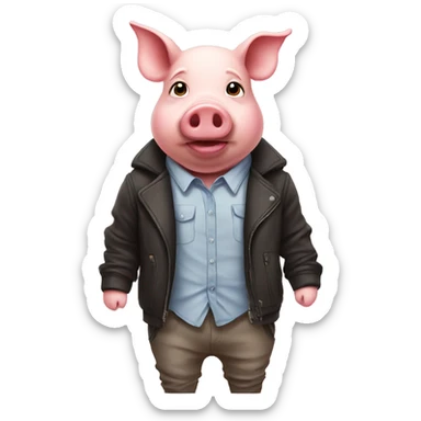 Pig wearing clothes sticker