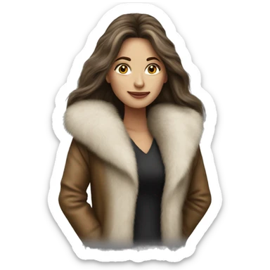 Beautiful realistic long hair light brunette mob wife with fur coat sticker