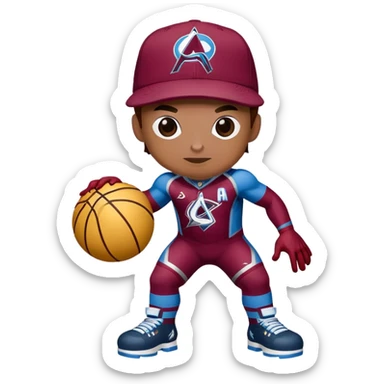 Spider-Man wearing a Denver Nuggets hat and a Colorado Avalanche jersey sticker