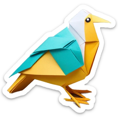 bird paper origami sticker