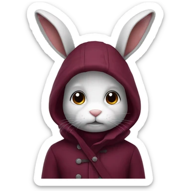Winter bunny with burgundy outfit sticker