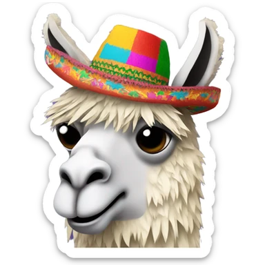 colorful llama-shaped pinata with a mexican hat sticker