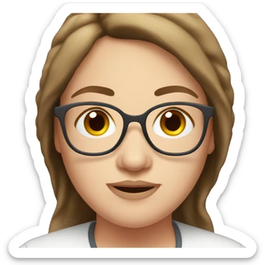  brown haired overweight woman blue eyes glasses sticker