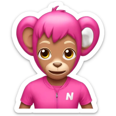 A pink monkey with nike shoes sticker
