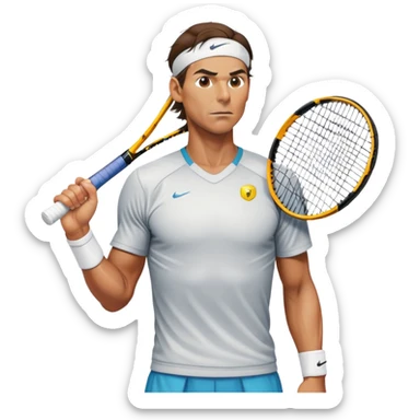  Rafael Nadal , chest high with racket sticker