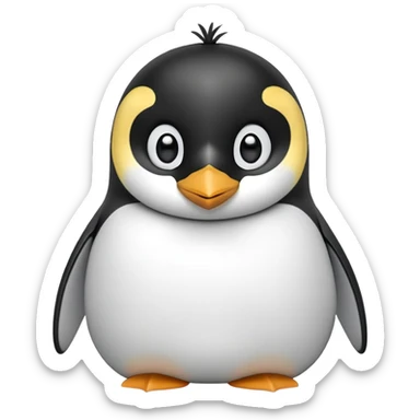 cinematic-cute-emperor-penguin-portrait-emoji,-head-tilted-playfully-and-inquisitively,-with-glossy,-pristine-plumage,-sparkling-eyes-filled-with-curiosity,-simplified-yet-irresistibly-adorable-features, black, large black eyes face, zoomed in sticker