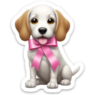 Dog with pink ribbon sticker