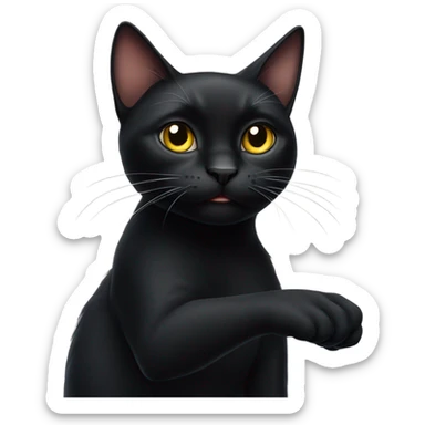 black cat flipping the camera off sticker