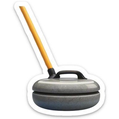 An icon showing a close-up of a curling stone sliding across the ice with a broom beside it. The scene is set in a brightly lit stadium, with detailed spectator stands in the background. Transparent background highlights the focus, skill, and atmosphere of the curling sport. sticker