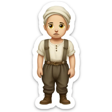 Sad European peasant baby in pants sticker