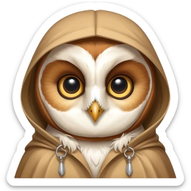 barn owl in beige cloak sticker