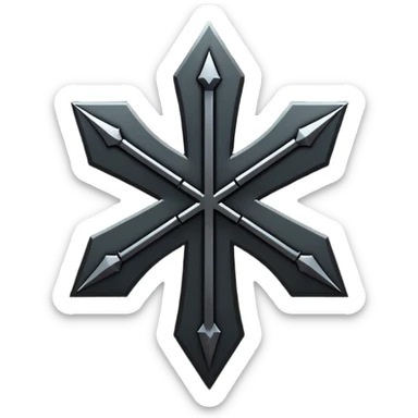 Emoji, dark futuristic cross, symmetrical geometric shape, black metal, gothic cyber aesthetic, minimal flat design, sharp edges, centered, transparent background do not use any other colors but black sticker