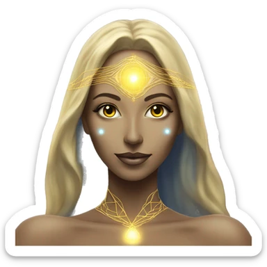 Pleiadian radiant diva woman female golden third eye sticker
