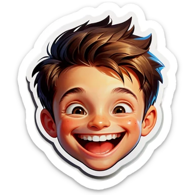 realistic smiley boy portrait sticker