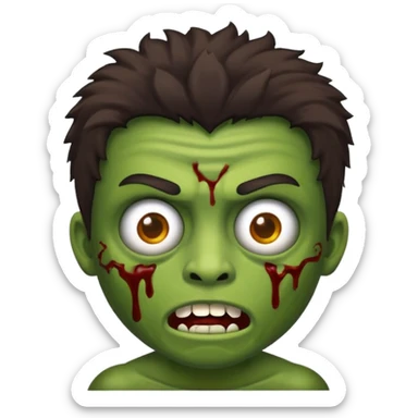 Faça um emoji de zombie menino com cabelo cacheado sticker