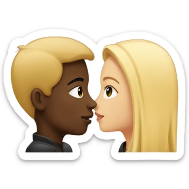 Blonde girl and black boy kissing sticker