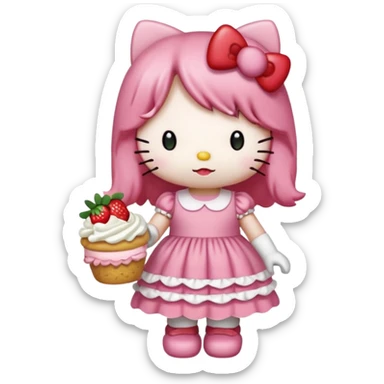 hello kitty strawberry shortcake pink sticker