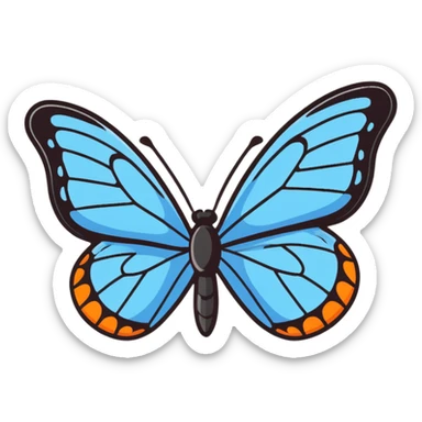 Vibrant blue butterfly sticker with delicate wing details sticker