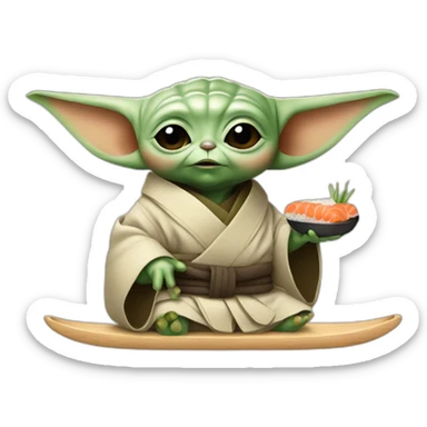 Baby yoda eat sushi sticker