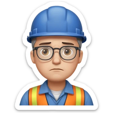 engineer with glasses looking really sad sticker