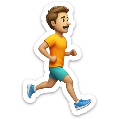 men with short pants, shirt print with sarcasm, colorful running shoe sticker