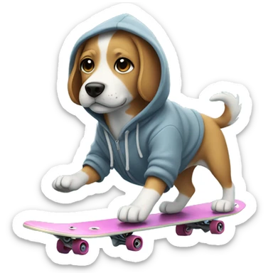 Dog wearing hoodie skating on water sticker
