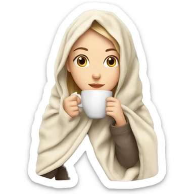 White Girl drinking tea with blanket on sticker