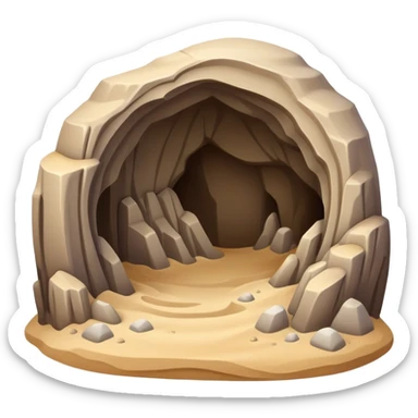 generate realistic detailed cave in 3d style with sand  sticker