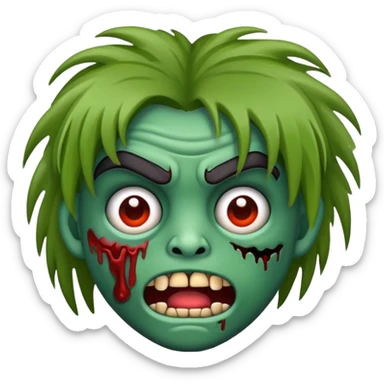 Faça o emoji de zombie com cabelo cacheado curto com franja  sticker