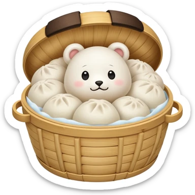 bao in bamboo steamer sticker