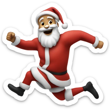 santa running, with a large stride and arms outstretched sticker