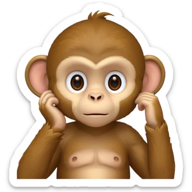 monkey listening hand on ear sticker