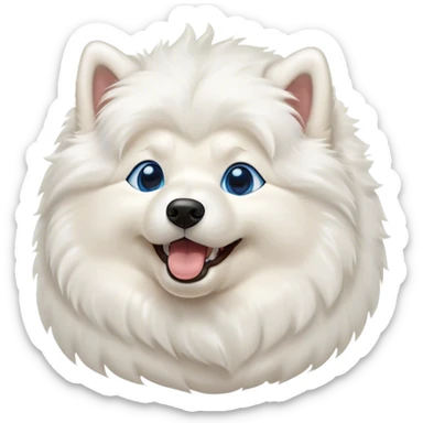 Cinematic Cute Yawning Samoyed Portrait Emoji, Head tilted slightly with a dramatic, wide-open yawn, showcasing a soft, fluffy white Fur with a gentle shimmer, floppy ears slightly drooping, round blue eyes barely open in drowsy contentment, Simplified yet irresistibly adorable features, highly detailed, glowing with a soft, cozy glow, high shine, relaxed yet expressive, stylized with a touch of whimsy, bright and endearing, soft glowing outline, capturing the essence of a sleepy yet affectionate companion, so drowsy it feels like it could stretch right out of the screen and curl up for a nap! sticker