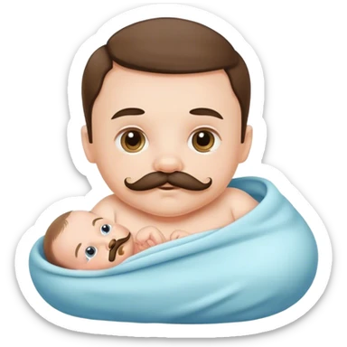 Newborn baby with a mustache sticker