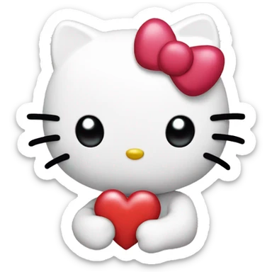 hello kitty with heart sticker