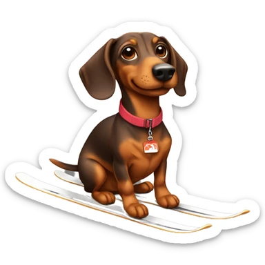 Daschund skiing sticker