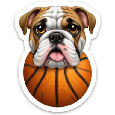 English bulldog on a basketball ball sticker