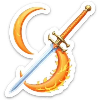sword fire moon sticker