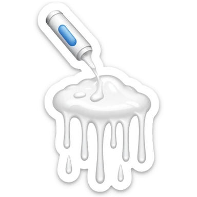 individual white glue white drops falling and dripping down out of a tube, all white sticker