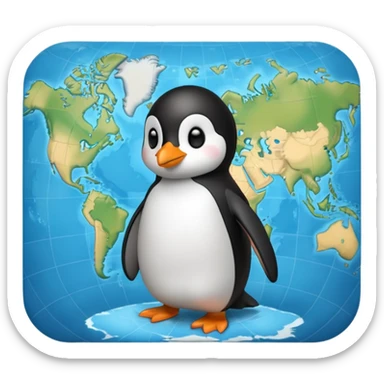 Pinguin auf Weltkarte sticker