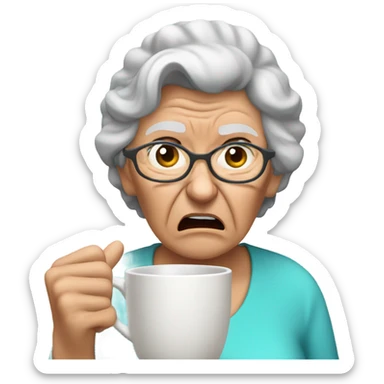 angry grandma can't hear cup her hand to her ear sticker