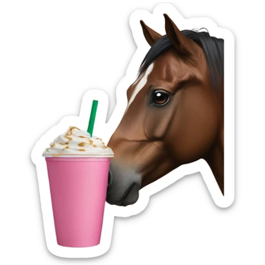 horse drinking a starbucks pink drink  sticker