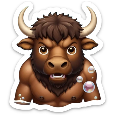 Angry buffalo in the water blowing bubbles  sticker