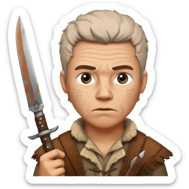 Stone age man  with Hunting Knife sticker