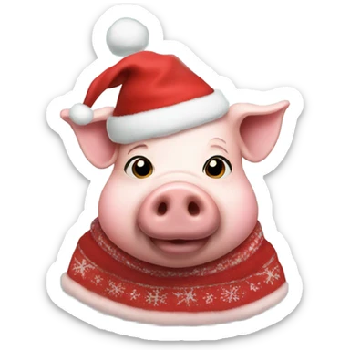A pig in Christmas clothes sticker