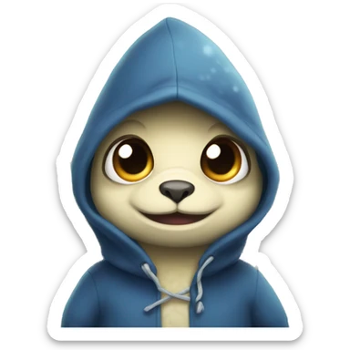 cute dinosaur with big eyes and hoodie and christmas lights sticker