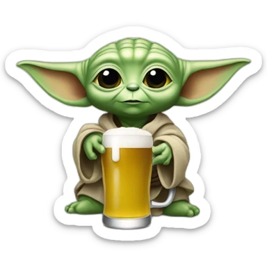 Bébé yoda avec une bière  sticker