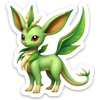 Exotic Tropical Rare Shiny Epic Ethereal Cute Leafeon-Flygon-Tropius-hybrid, full body sticker