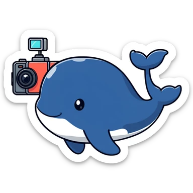 Whale holding a camera up taking a photo sticker